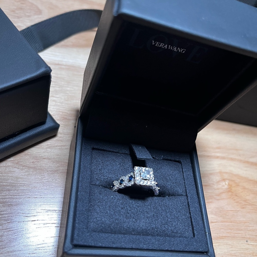 Vera Wang “LOVE” Diamond and Sapphire engagement ring